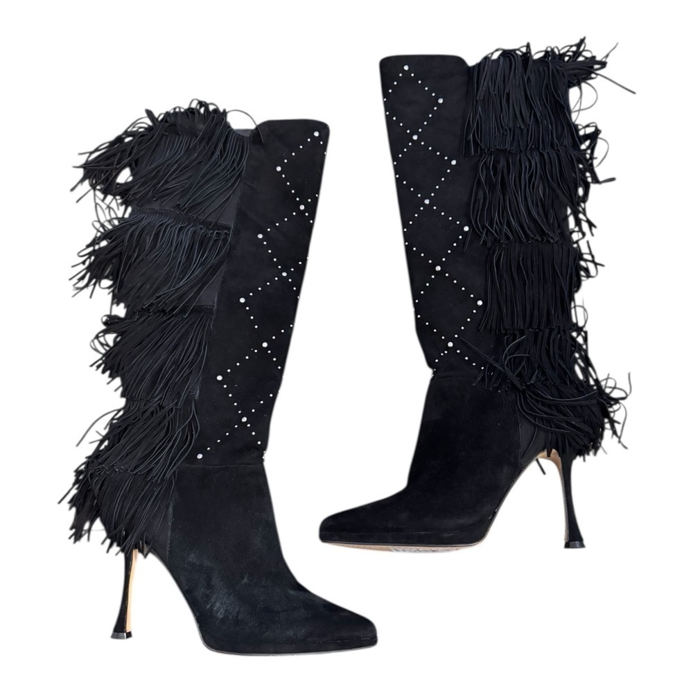 Vince Camuto Panaryaz Fringe Embellished Knee High Boot NWT - Picture 2 of 9